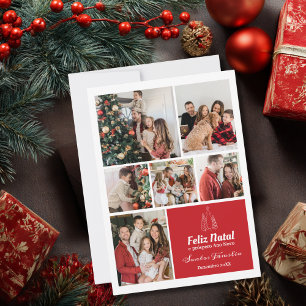 Weihnachten 6 Foto-Collage Portugiesisch Rot Benut