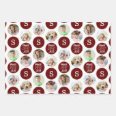 Weihnachten 6 Fotos Monogram PEACE LIEBE JOY Geschenkpapier Set (Vorderseite)