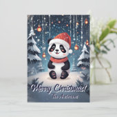 Weihnachten 6 Panda, Happy Holidays, Weihnachtskar Einladung (Stehend Vorderseite)