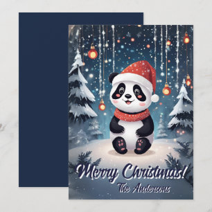 Weihnachten 6 Panda, Happy Holidays, Weihnachtskar Einladung