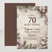 Weihnachten 70. Geburtstagsparty Einladung (Vorne/Hinten)