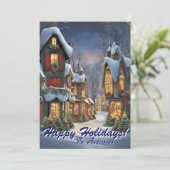Weihnachten 7 Dorf, Happy Holidays, Weihnachtskart Einladung (Stehend Vorderseite)