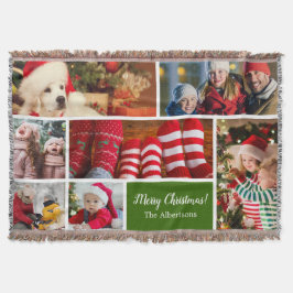 Weihnachten 7 FotoCollage mit Familienname, grün Decke