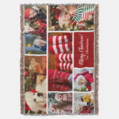 Weihnachten 7 FotoCollage mit Familienname, rot Decke (Vorderseite Vertikal)