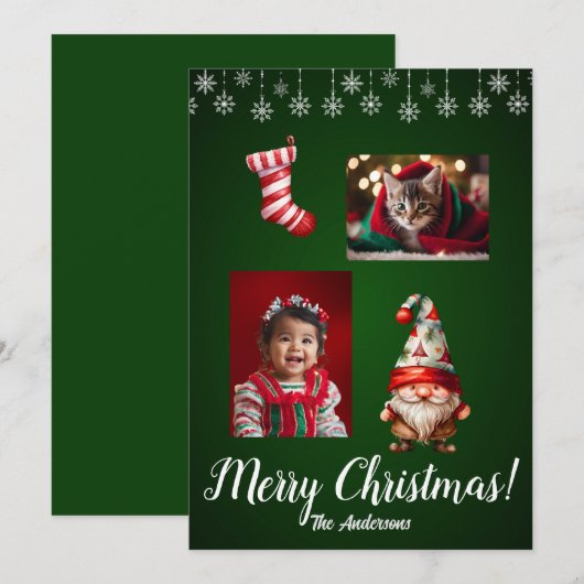 Weihnachten 7 Kind, Frohe Weihnachten! Weihnachtsk Einladung (Vorne/Hinten)