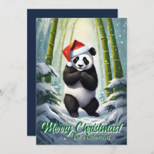 Weihnachten 7 Panda, Happy Holidays, Weihnachtskar