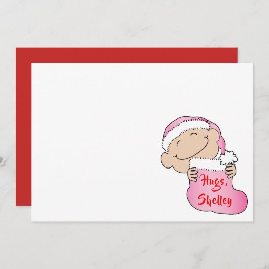 Weihnachten 7" x 5" Baby Rosa Danke schön/2 Seite/ Einladung (Vorne/Hinten)