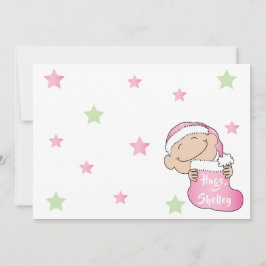 Weihnachten 7" x 5" Baby Rosa Danke schön/2 Seite/ Einladung