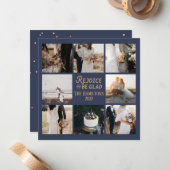 Weihnachten 8 Foto Collage Navy Weihnachtskarte Mitteilungskarte (Vorderseite/Rückseite Beispiel)