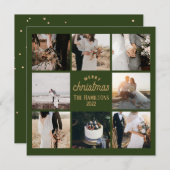 Weihnachten 8 Foto Collage Smaragdgrüne Karte (Vorne/Hinten)