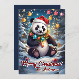Weihnachten 8 Panda, Happy Holidays, Weihnachtskar Einladung
