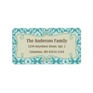 Weihnachten 9 : Damask Design 3 Rücksendeadresse Adressaufkleber