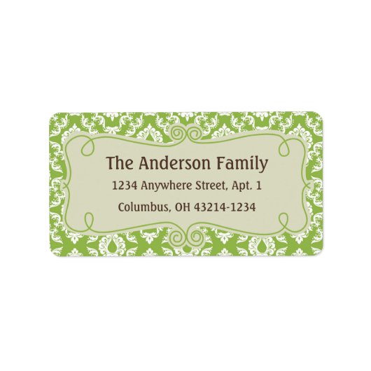 Weihnachten 9 : Damask Design 6 Rücksendeadresse Adressaufkleber (Vorne)