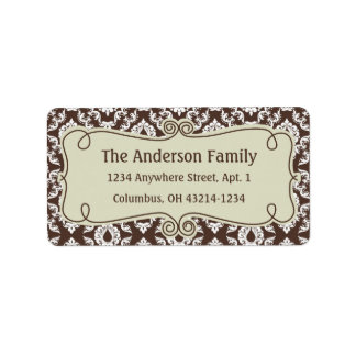 Weihnachten 9 : Damask Design 9 Rücksendeadresse Adressaufkleber