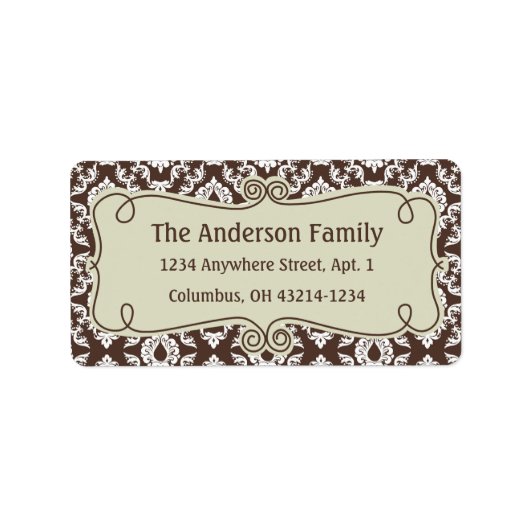 Weihnachten 9 : Damask Design 9 Rücksendeadresse Adressaufkleber (Vorne)