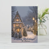 Weihnachten 9 Dorf, glückliche Ferien, Weihnachtsk Einladung (Stehend Vorderseite)