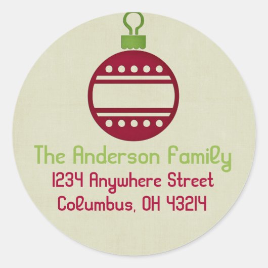 Weihnachten 9 : Ornament 2 Runde Rücksendeadresse Runder Aufkleber (Vorderseite)