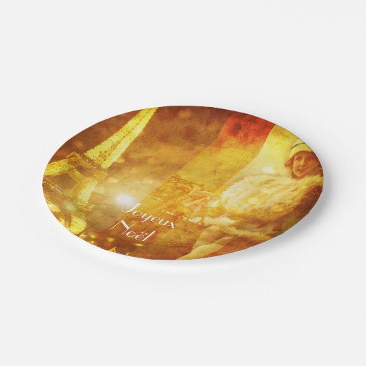 Weihnachten a Paris Collage Pappteller (Schrägansicht)