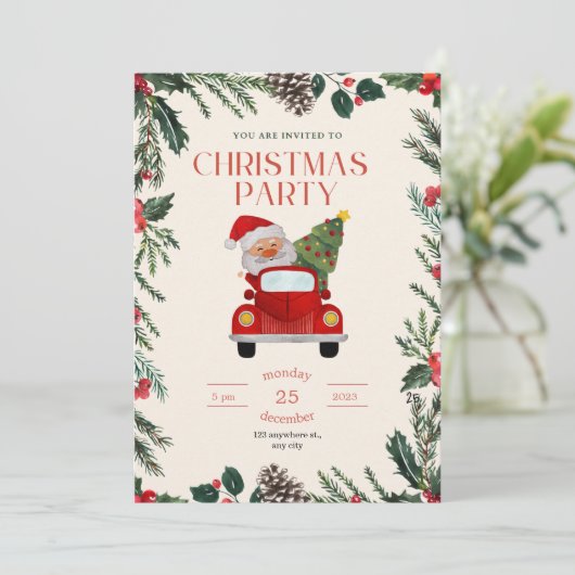 Weihnachten Abendessen Party Weihnachten Jingle un Einladung (Stehend Vorderseite)