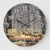 Weihnachten-Abholung im Winterwald Große Wanduhr (Vorderseite)