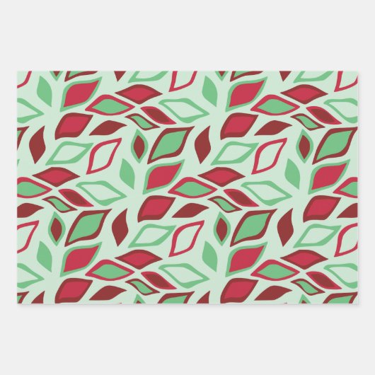 Weihnachten Abstraktes Leaf-Muster Geschenkpapier Set (Vorderseite 2)