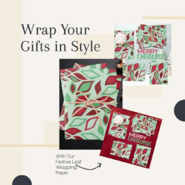 Weihnachten Abstraktes Leaf-Muster Geschenkpapier Set