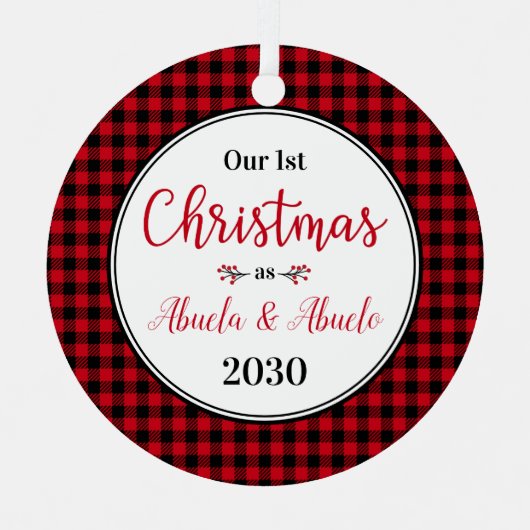 Weihnachten Abuela Abuelo Foto Ornament Aus Metall (Vorderseite)