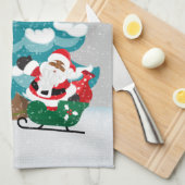 Weihnachten Afrikanischer Weihnachtsmann Geschirrtuch (Viertel Falte)