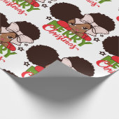 Weihnachten Afro Girl Black Kind Niedliches Wrappi Geschenkpapier (Ecke)