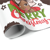 Weihnachten Afro Girl Black Kind Niedliches Wrappi Geschenkpapier (Rolleneckpunkt)