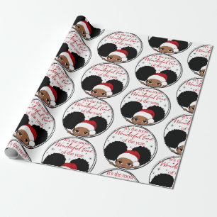 Weihnachten Afro Girl Black Kind Niedliches Wrappi Geschenkpapier