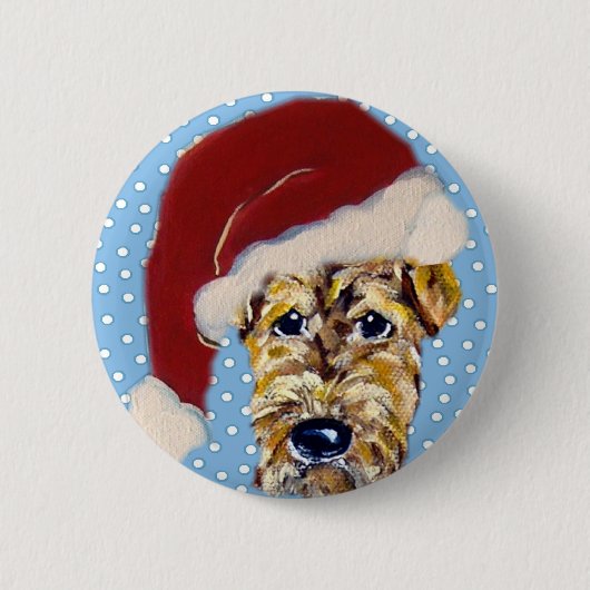 Weihnachten Airedale Button (Vorderseite)