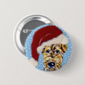 Weihnachten Airedale Button (Vorne & Hinten)