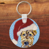 Weihnachten Airedale Schlüsselanhänger (Vorderseite)