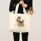 Weihnachten Airedale Terrier/Waliser Terrier Jumbo Stoffbeutel (Vorderseite (Produkt))