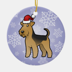 Weihnachten Airedale Terrier/Waliser Terrier Keramik Ornament