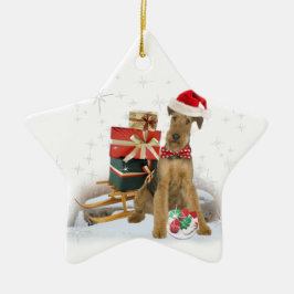 Weihnachten Airedales Terrier Keramikornament