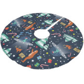 Weihnachten Alien Entführung bigfoot yeti sasquatc Polyester Weihnachtsbaumdecke (Schrägansicht)