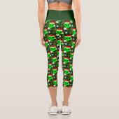 Weihnachten Alien Grüne Sterne Capri Leggings (Rückseite)