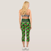 Weihnachten Alien Grüne Sterne Capri Leggings (Rückseite)