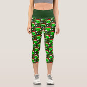 Weihnachten Alien Grüne Sterne Capri Leggings (Vorderseite)