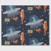 Weihnachten Alien yeti sasquatch bigfoot Geschenkpapier (Flach)