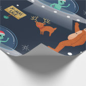 Weihnachten Alien yeti sasquatch bigfoot Geschenkpapier (Ecke)