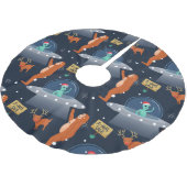 Weihnachten Alien yeti sasquatch bigfoot Polyester Weihnachtsbaumdecke (Schrägansicht)