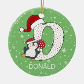 Weihnachten Alphabet D Weihnachtsmannmütze Pinguin Keramik Ornament (Vorne)