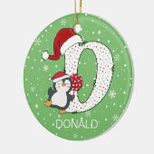 Weihnachten Alphabet D Weihnachtsmannmütze Pinguin Keramik Ornament (Links)