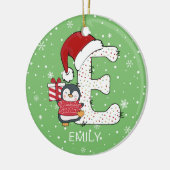Weihnachten Alphabet E Weihnachtsmannmütze Pinguin Keramik Ornament (Links)