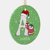 Weihnachten Alphabet Eine Weihnachtsmannmütze Ping Keramik Ornament (Rechts)