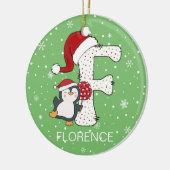 Weihnachten Alphabet F Weihnachtsmannmütze Pinguin Keramik Ornament (Links)