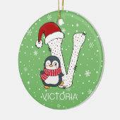 Weihnachten Alphabet / Weihnachtsmannmütze Pinguin Keramik Ornament (Links)